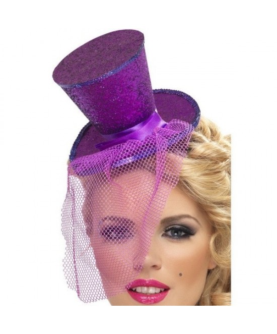 Mini Sombrero  copa Burlesque con velo