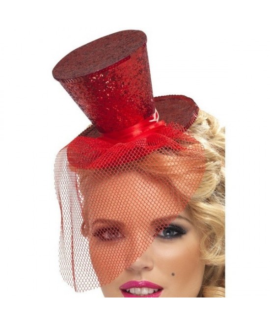 Mini Sombrero  copa Burlesque con velo
