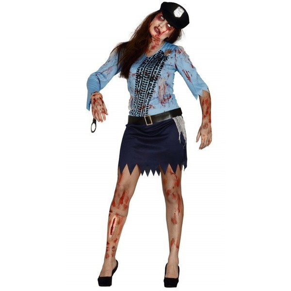 Disfraz Chica Policia zombie para mujer