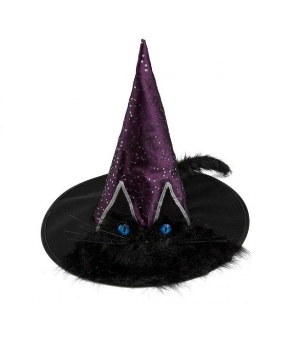 Sombrero Bruja con ojos y cola gato