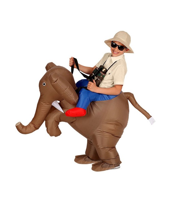 Disfraz Explorador en elefante hinchable
