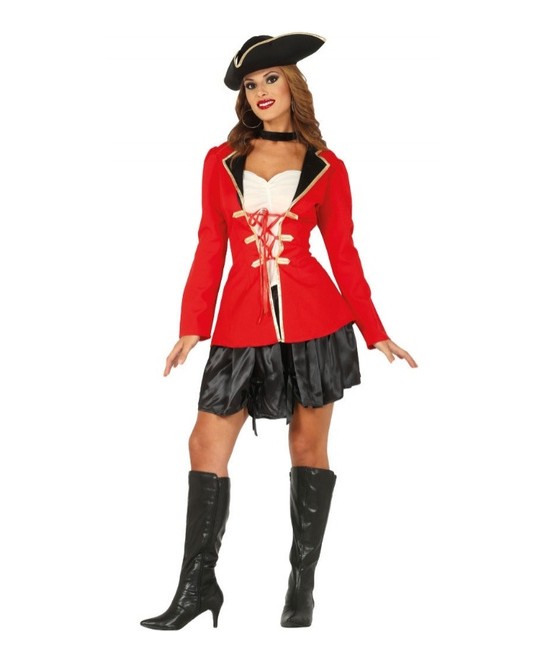 Disfraz Pirata roja para mujer