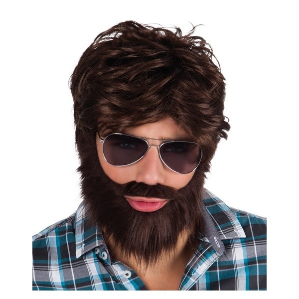 Peluca + barba con bigote