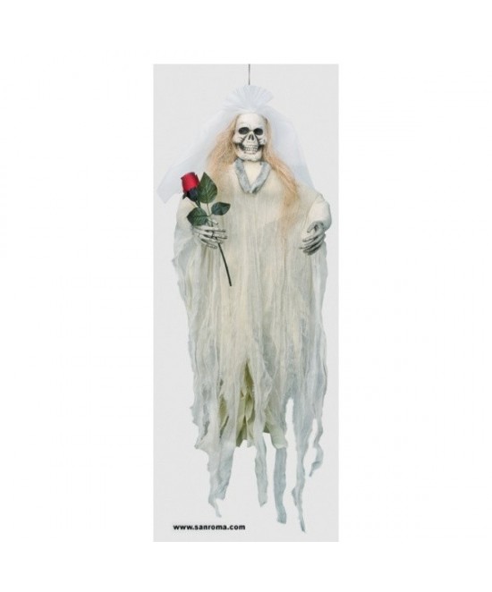 Esqueleto Novia Colgante Con Rosa En Man