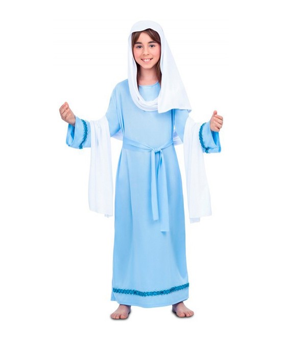 Disfraz Virgen María celeste para niña