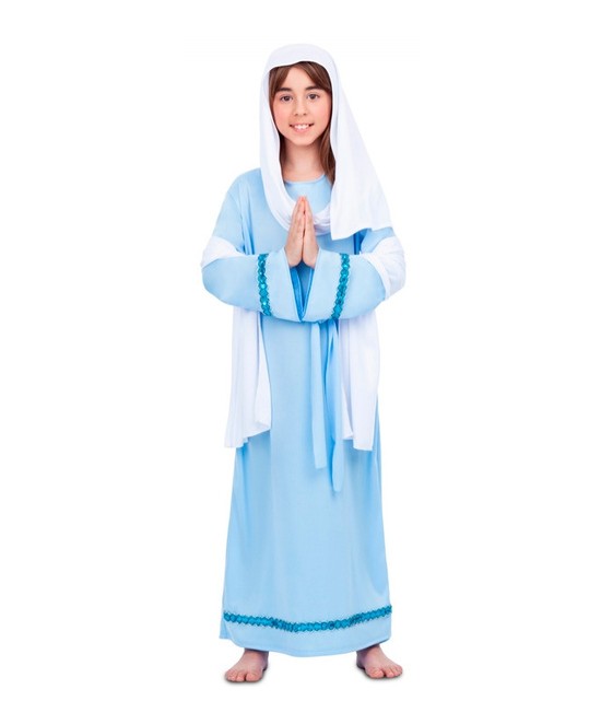 Disfraz Virgen María celeste para niña