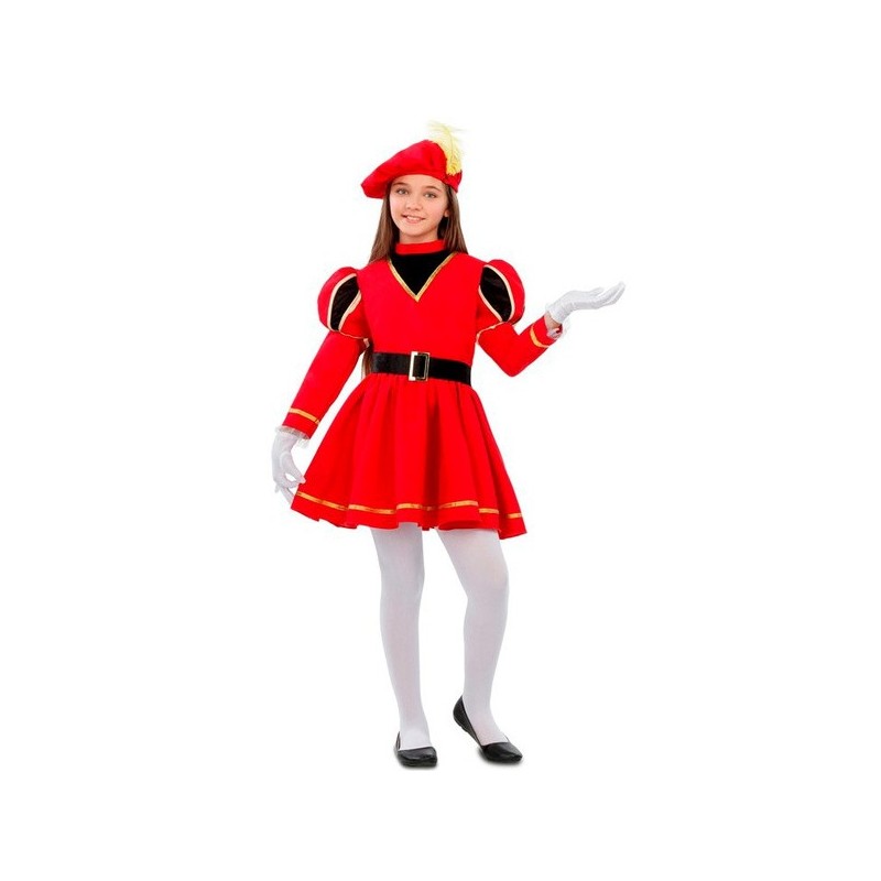 Disfraz de paje rojo para niña