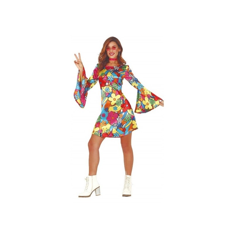 Disfraz Hippie flores mujer