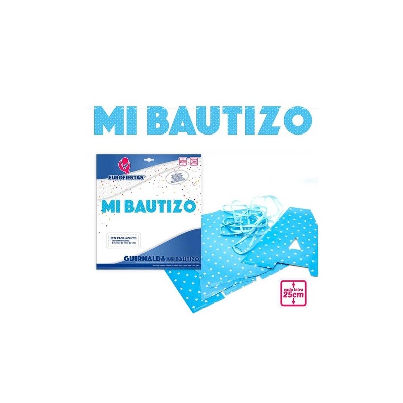 Guirnalda Mi Bautizo  25cm azul-Rosa
