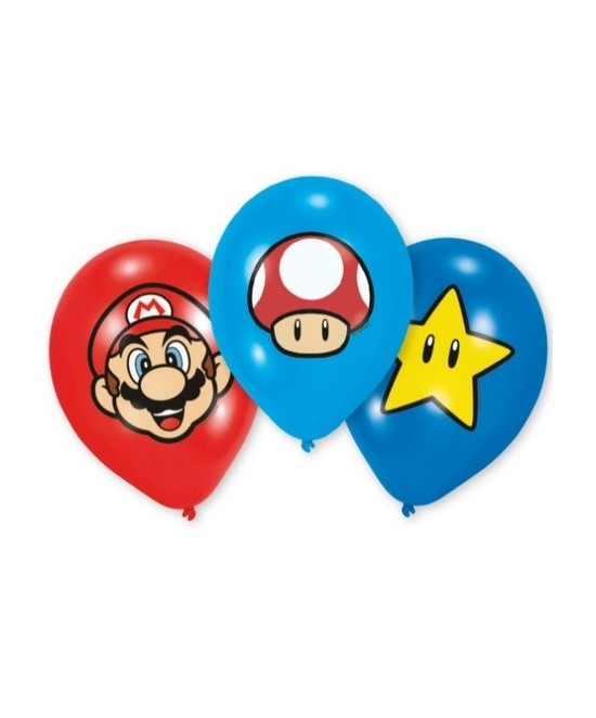 6 Globos látex Super Mario...