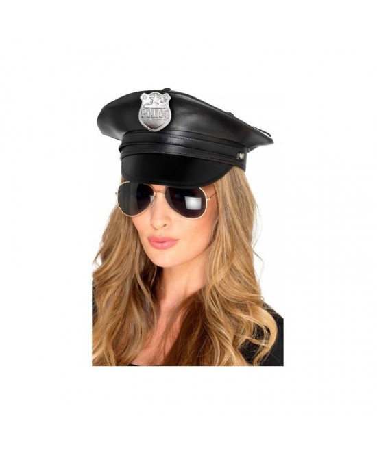 Gorra Policía negra adulto lujo