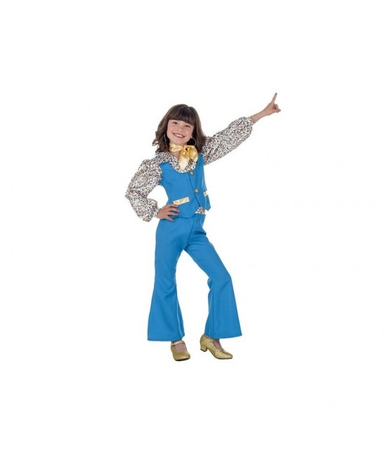 Disfraz Años 70 azul para niñas