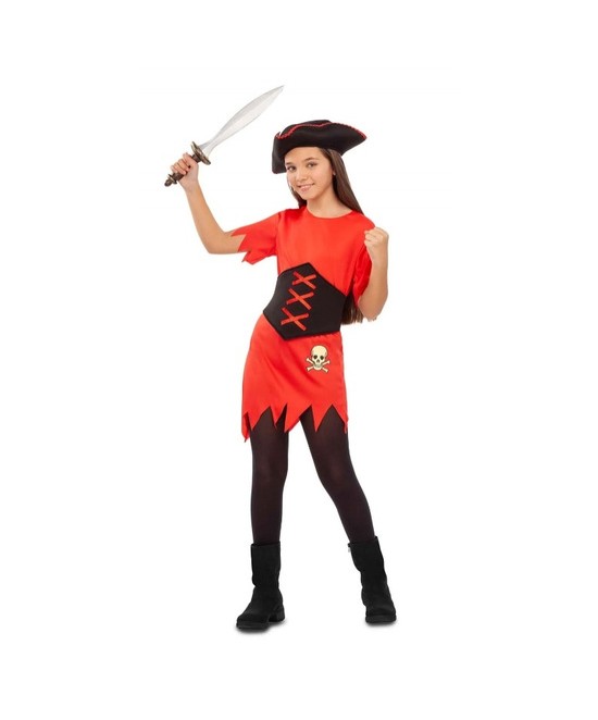 Disfraz chica pirata roja 3/4 años