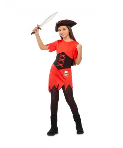 Disfraz chica pirata roja 3/4 años