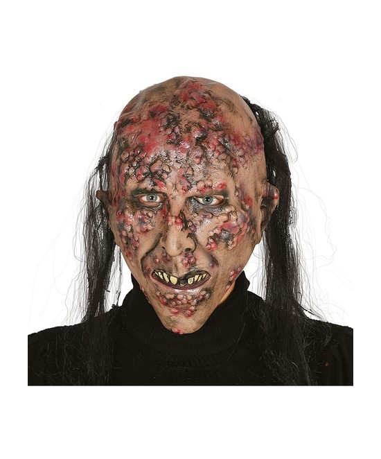 Máscara Zombie infectado látex con pelo