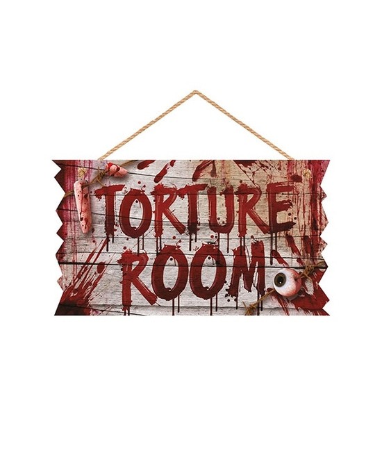 Letrero "Torture Room"  30X20Cm Madera