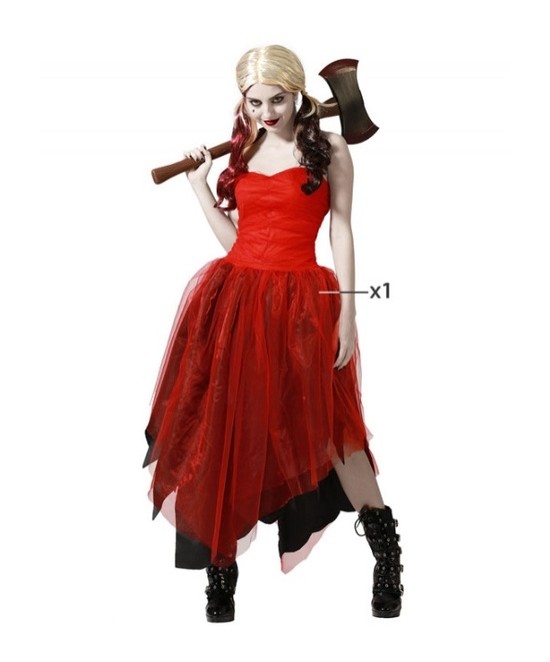 Disfraz Arlequín vestido rojo para mujer