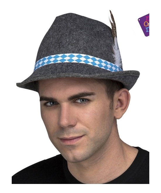 Sombrero tirolés gris con pluma