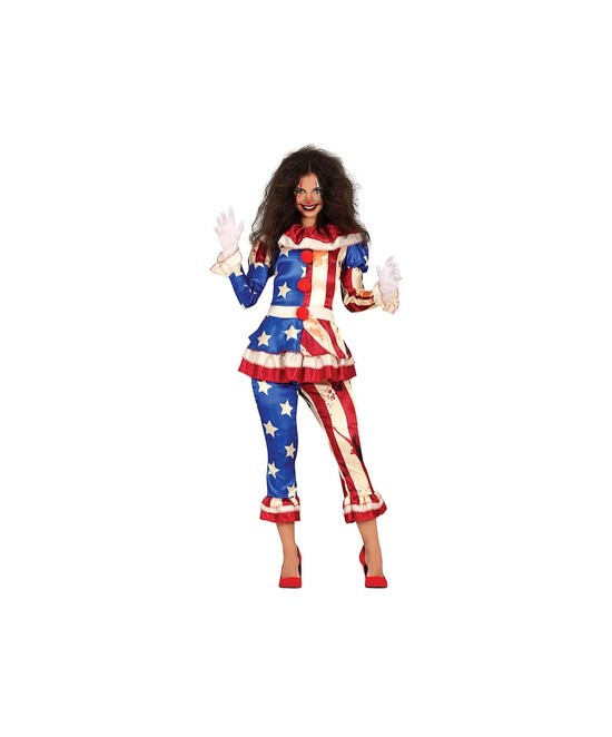 Disfraz Payasa Patriota Americana Mujer