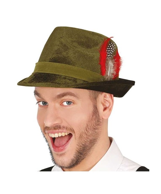 Sombrero Tirolés con pluma terciopelo