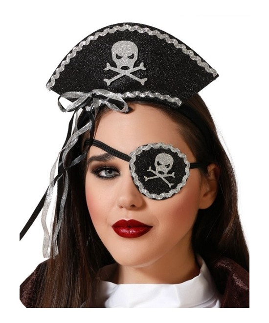 Set Pirata: diadema gorrito+parche plata