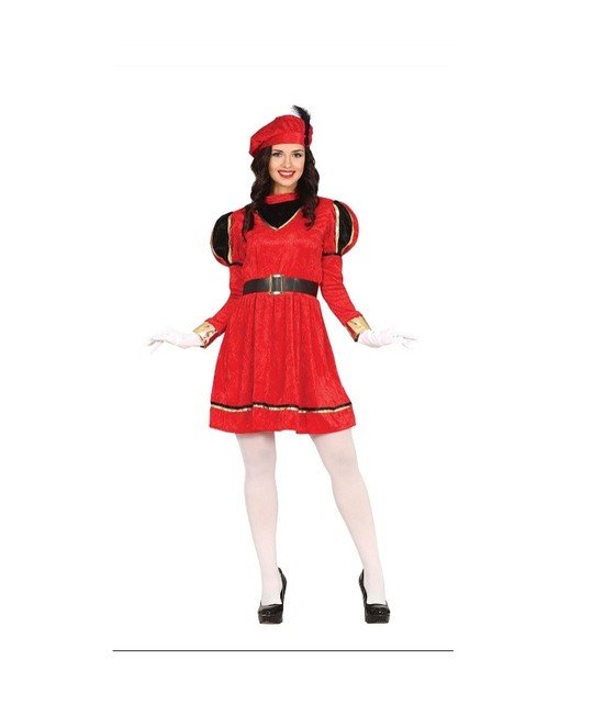 Disfraz Paje vestido rojo mujer