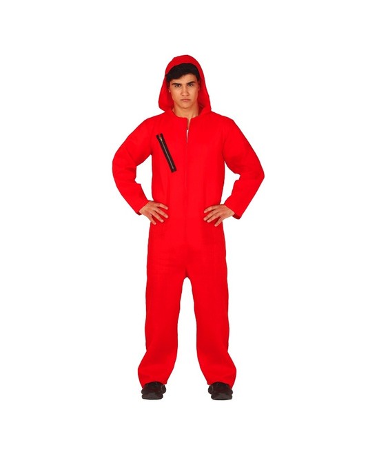 Disfraz convicto con capucha rojo