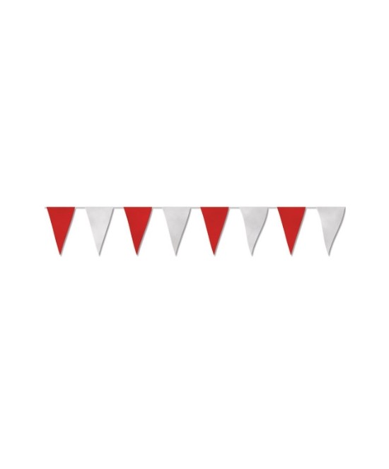 Tira bandera triangular papel roja/blanc