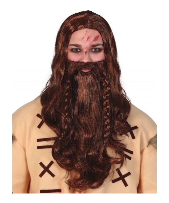 Peluca Vikingo con barba en caja