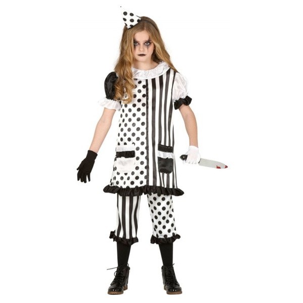 Disfraz Pierrot blanco/negro para niña