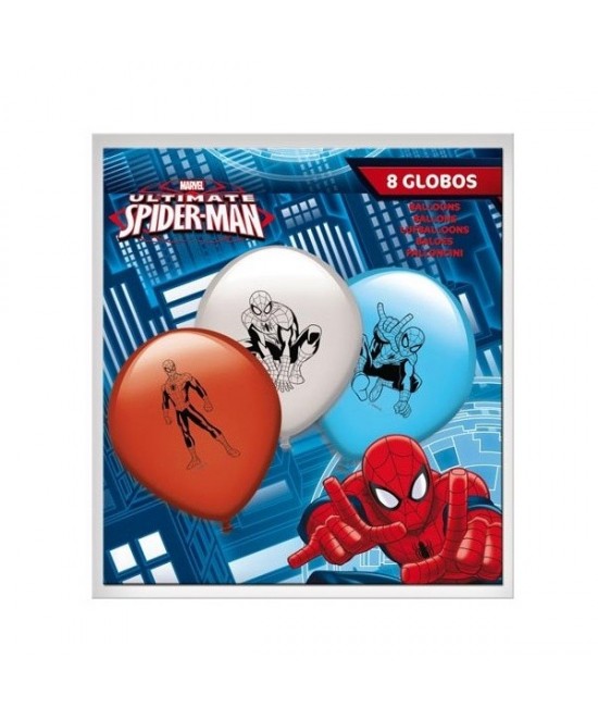 Globos látex Spiderman 8 unidades