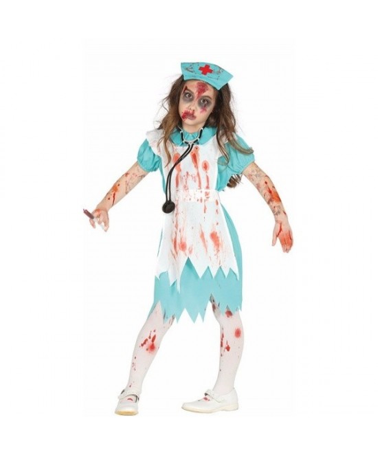 Disfraz enfermera zombie niña